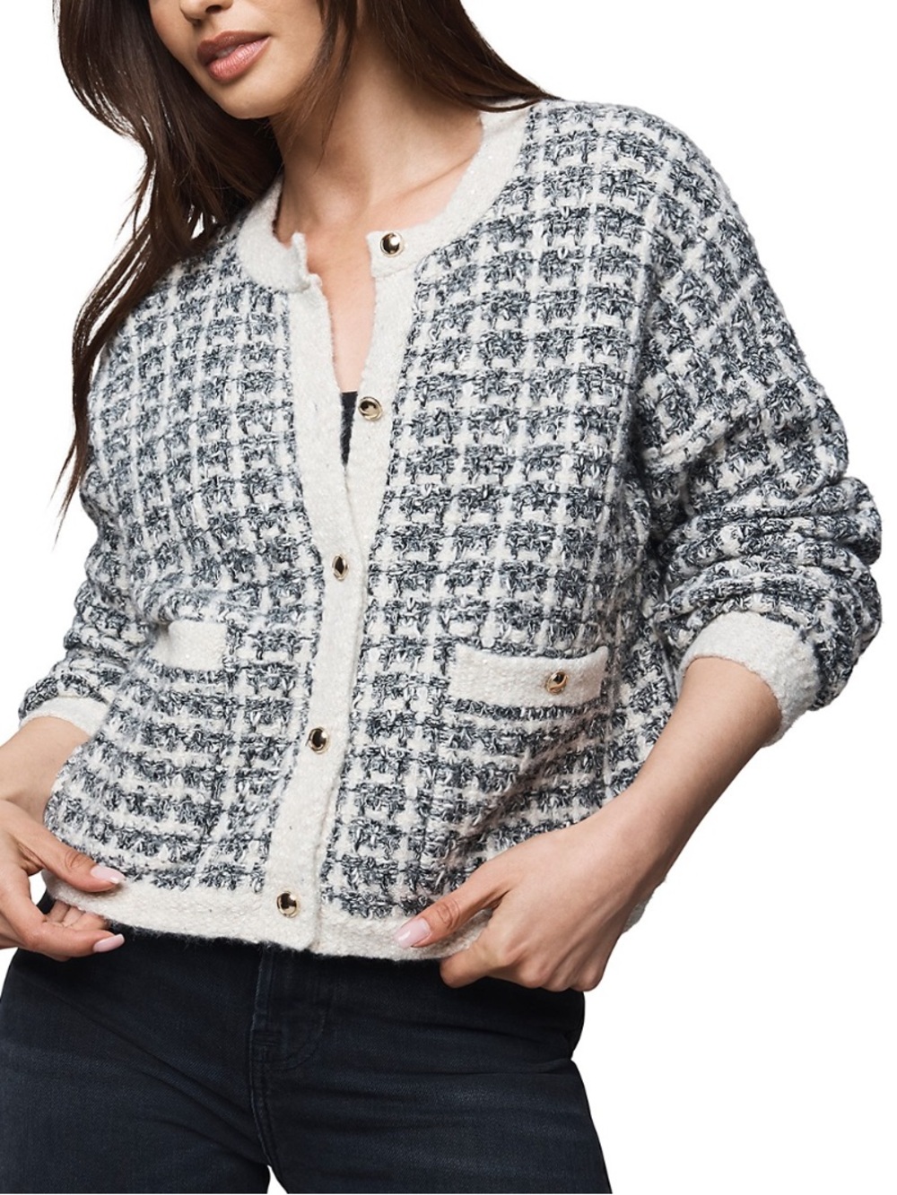 NWT Splendid Black & Cream Knit Sweater Cardigan Size Small